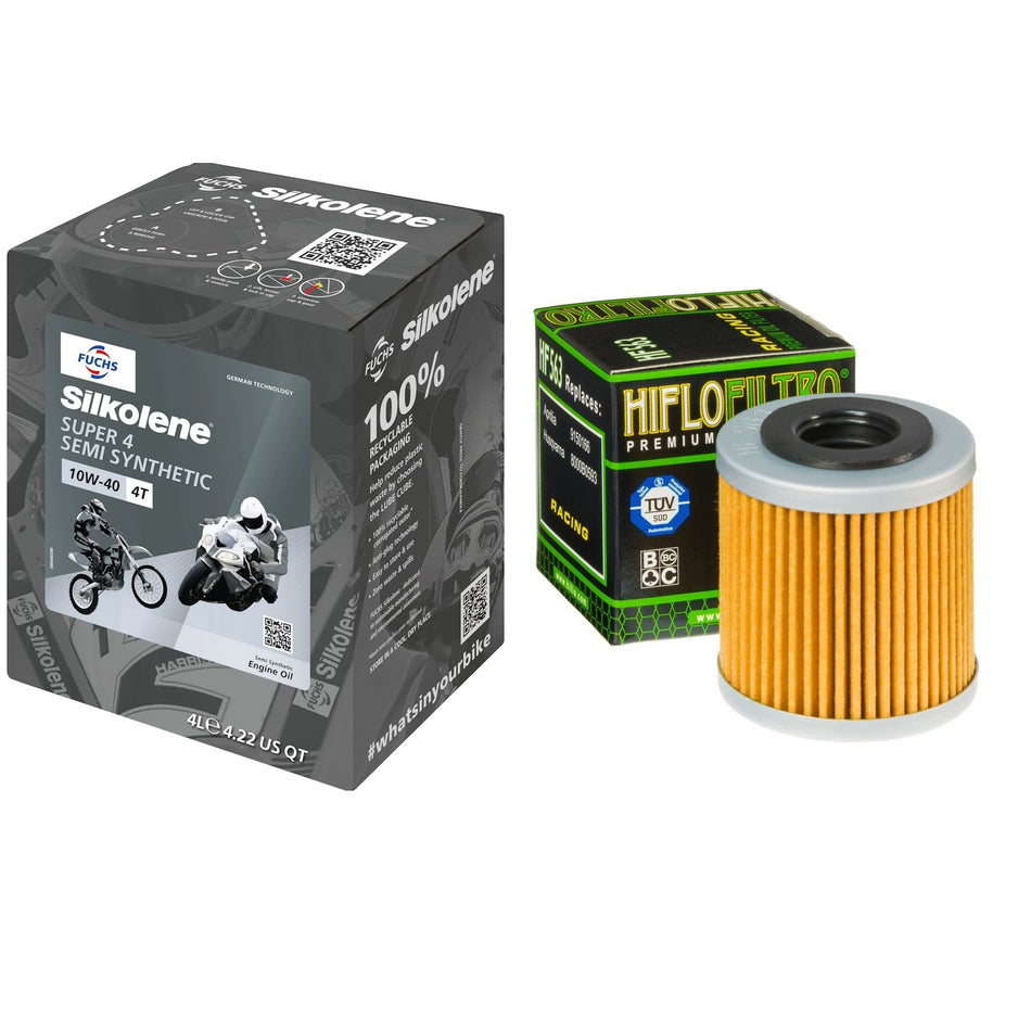 Silkolene Super4 10w40 4L Oil & HF563 Oil Filter Kit