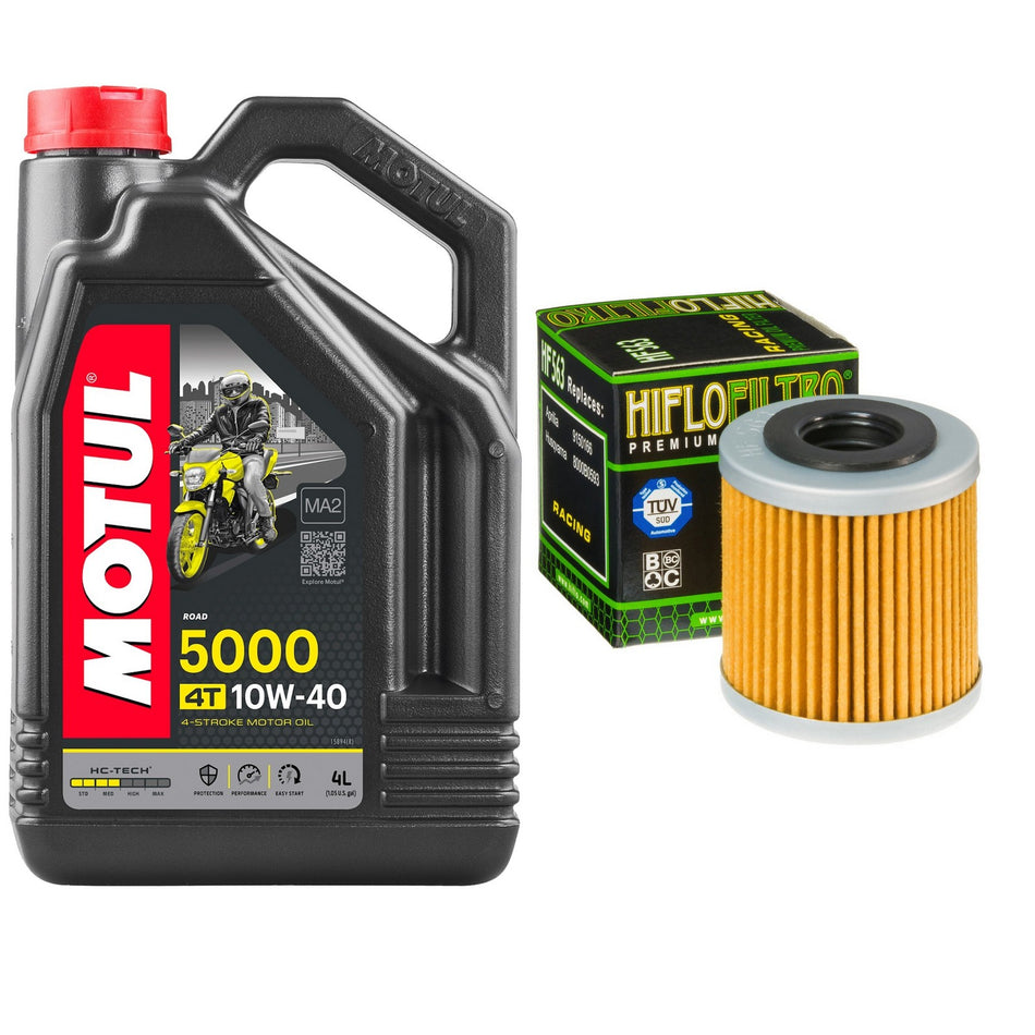 Motul 5000 10w40 4L Oil & HF563 Oil Filter Kit