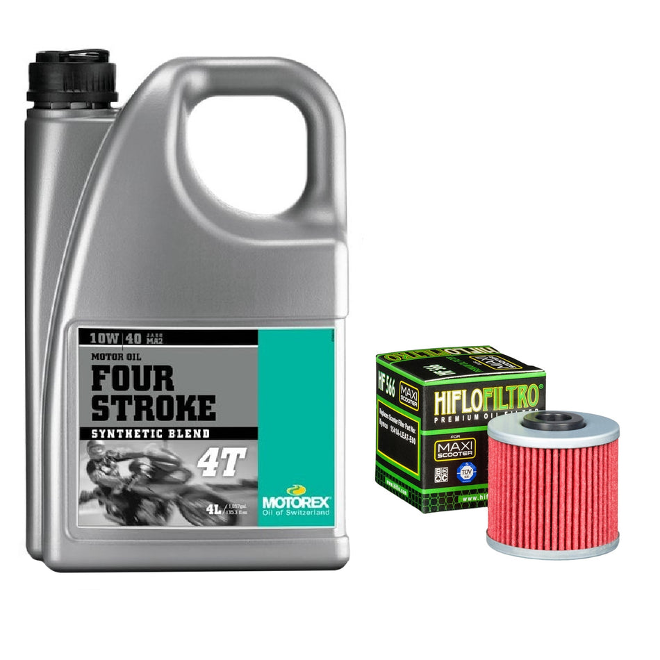 Motorex Four Stroke 10w40 4L Oil & HF566 Oil Filter Kit