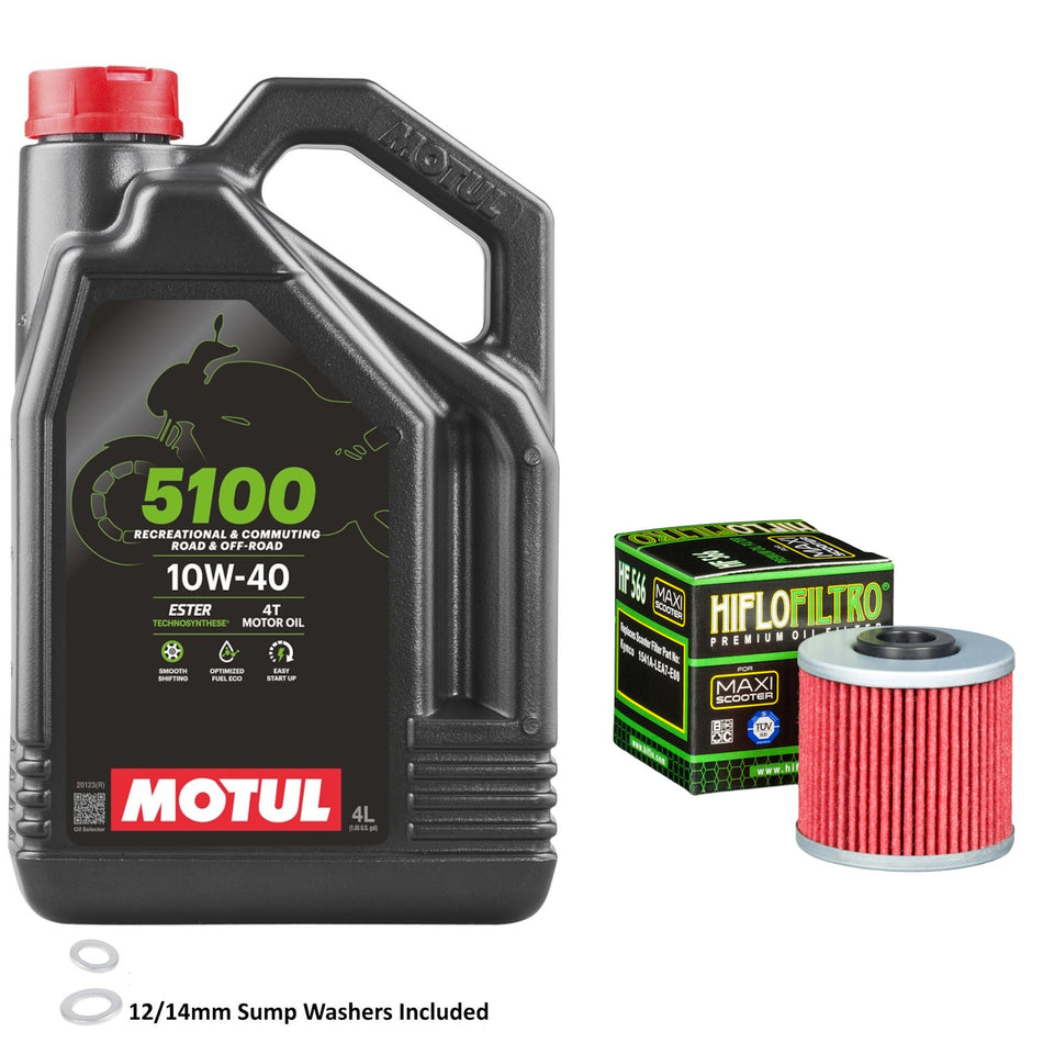 Motul 5100 10w40 4L Oil & HF566 Oil Filter Kit