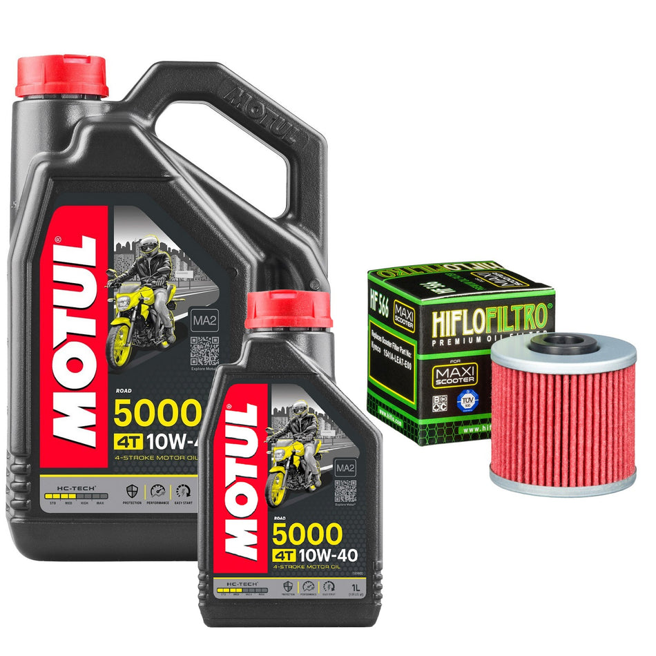 Motul 5000 10w40 5L Oil & HF566 Oil Filter Kit