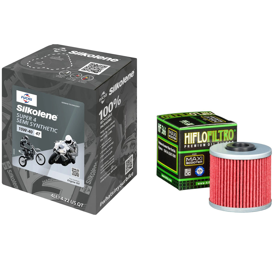 Silkolene Super4 10w40 4L Oil & HF566 Oil Filter Kit