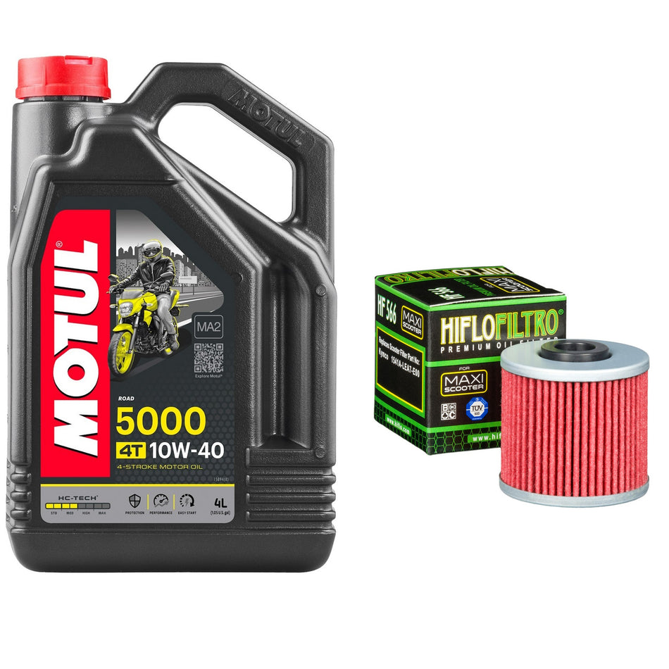 Motul 5000 10w40 4L Oil & HF566 Oil Filter Kit