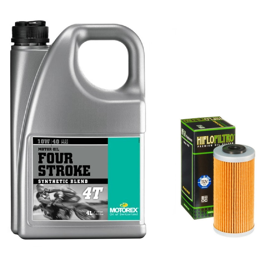 Motorex Four Stroke 10w40 4L Oil & HF611 Oil Filter Kit
