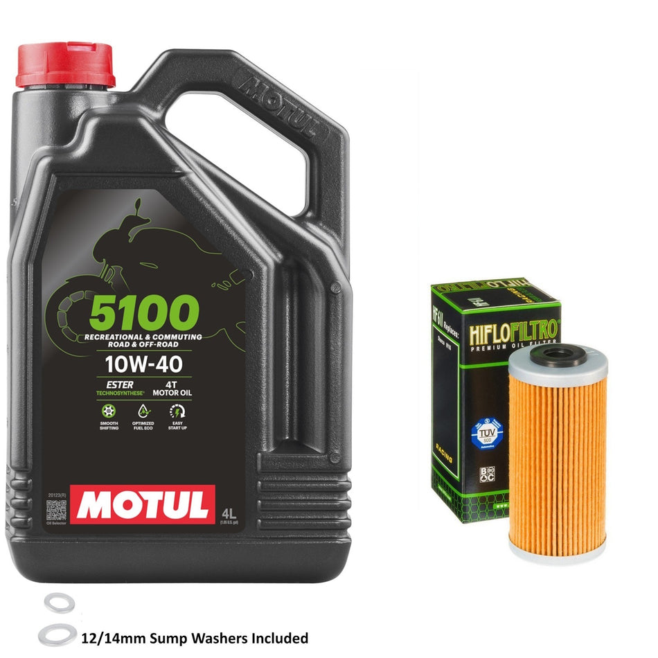 Motul 5100 10w40 4L Oil & HF611 Oil Filter Kit