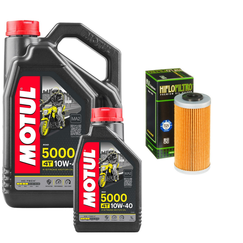 Motul 5000 10w40 5L Oil & HF611 Oil Filter Kit
