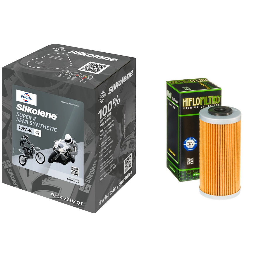 Silkolene Super4 10w40 4L Oil & HF611 Oil Filter Kit