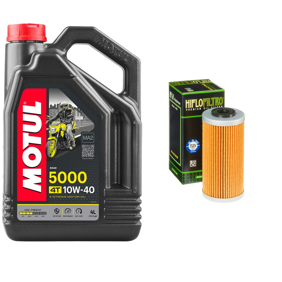 Motul 5000 10w40 4L Oil & HF611 Oil Filter Kit