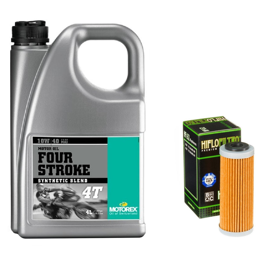 Motorex Four Stroke 10w40 4L Oil & HF652 Oil Filter Kit