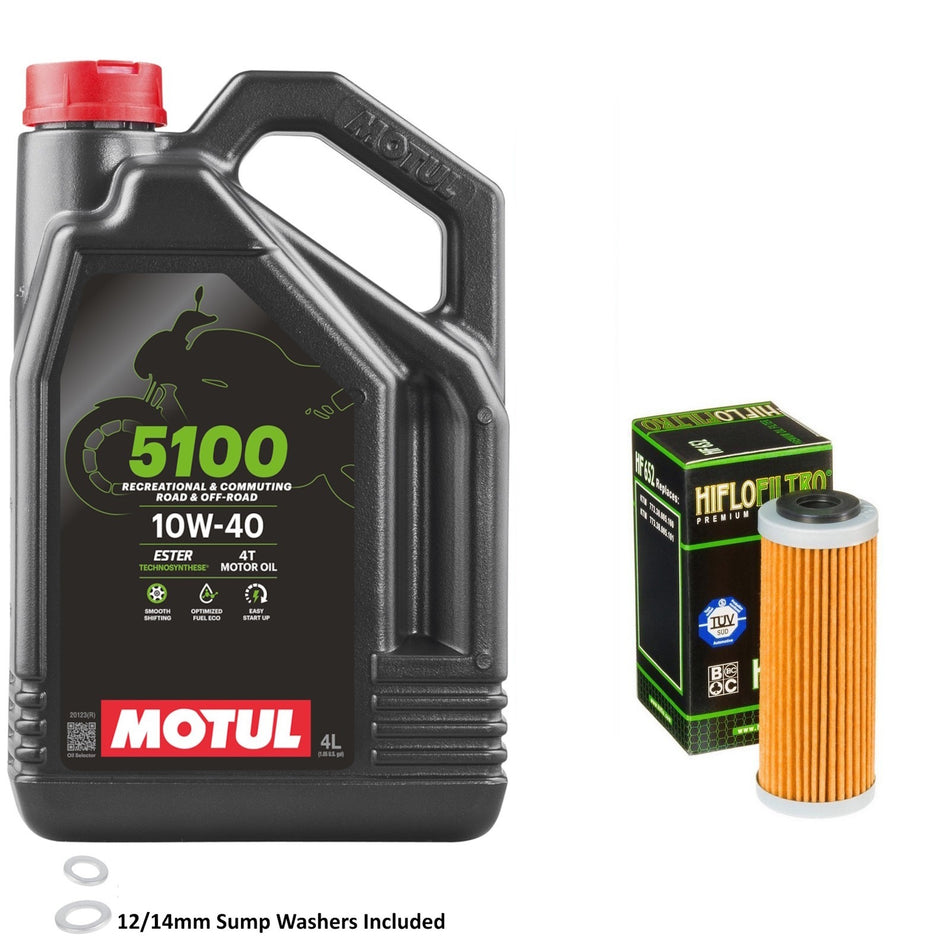 Motul 5100 10w40 4L Oil & HF652 Oil Filter Kit