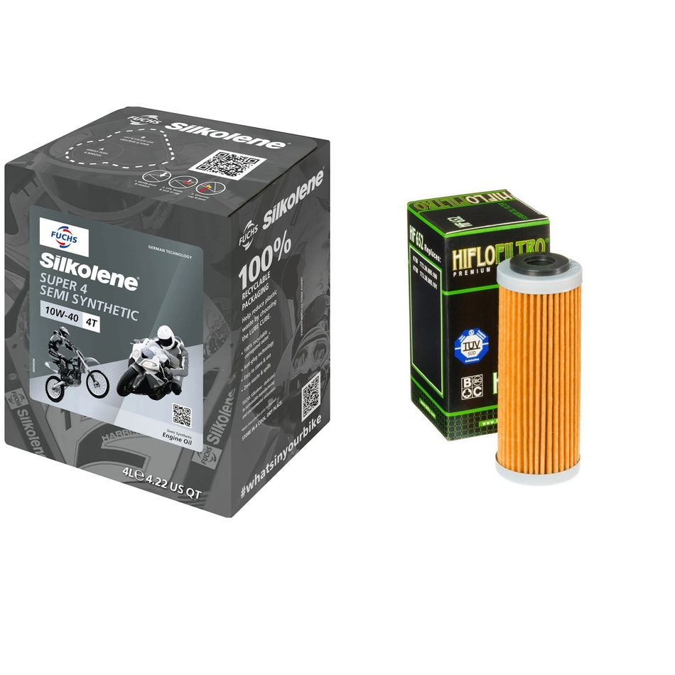 Silkolene Super4 10w40 4L Oil & HF652 Oil Filter Kit