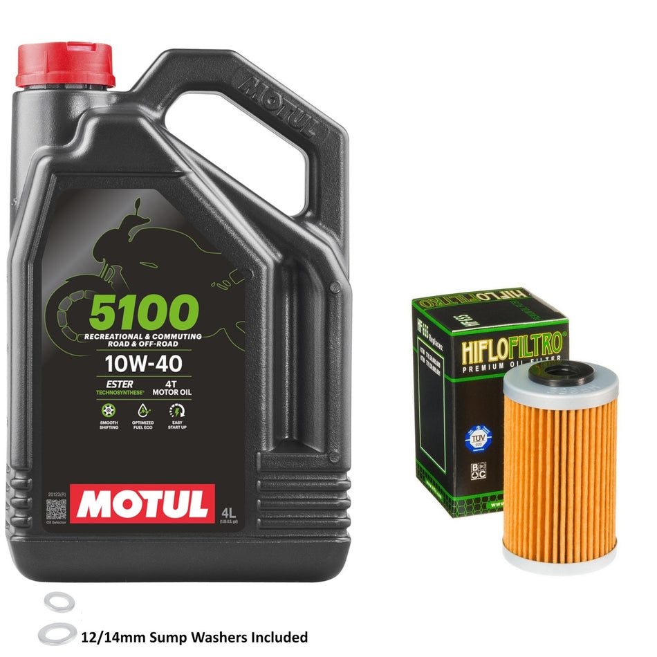 Motul 5100 10w40 4L Oil & HF655 Oil Filter Kit