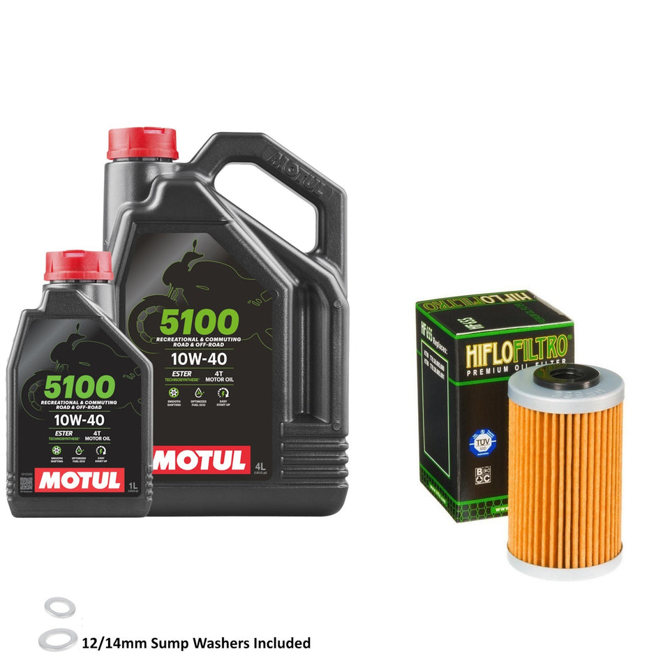 Motul 5100 10w40 5L Oil & HF655 Oil Filter Kit