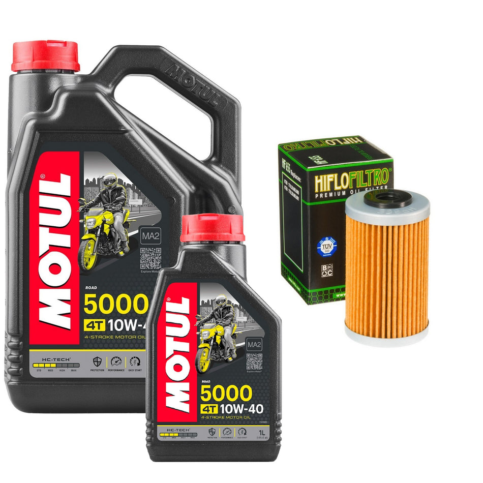 Motul 5000 10w40 5L Oil & HF655 Oil Filter Kit