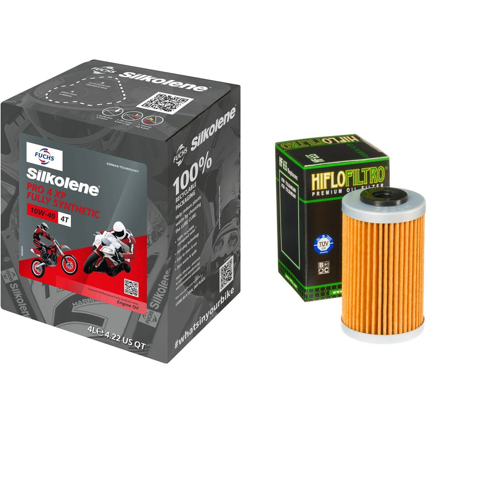 Silkolene Pro 4 10w40 4L Oil & HF655 Oil Filter Kit