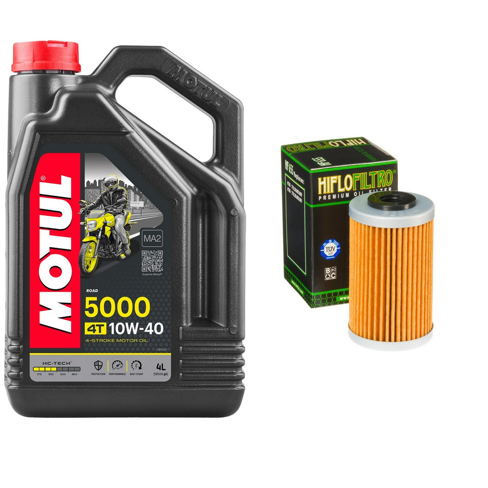 Motul 5000 10w40 4L Oil & HF655 Oil Filter Kit