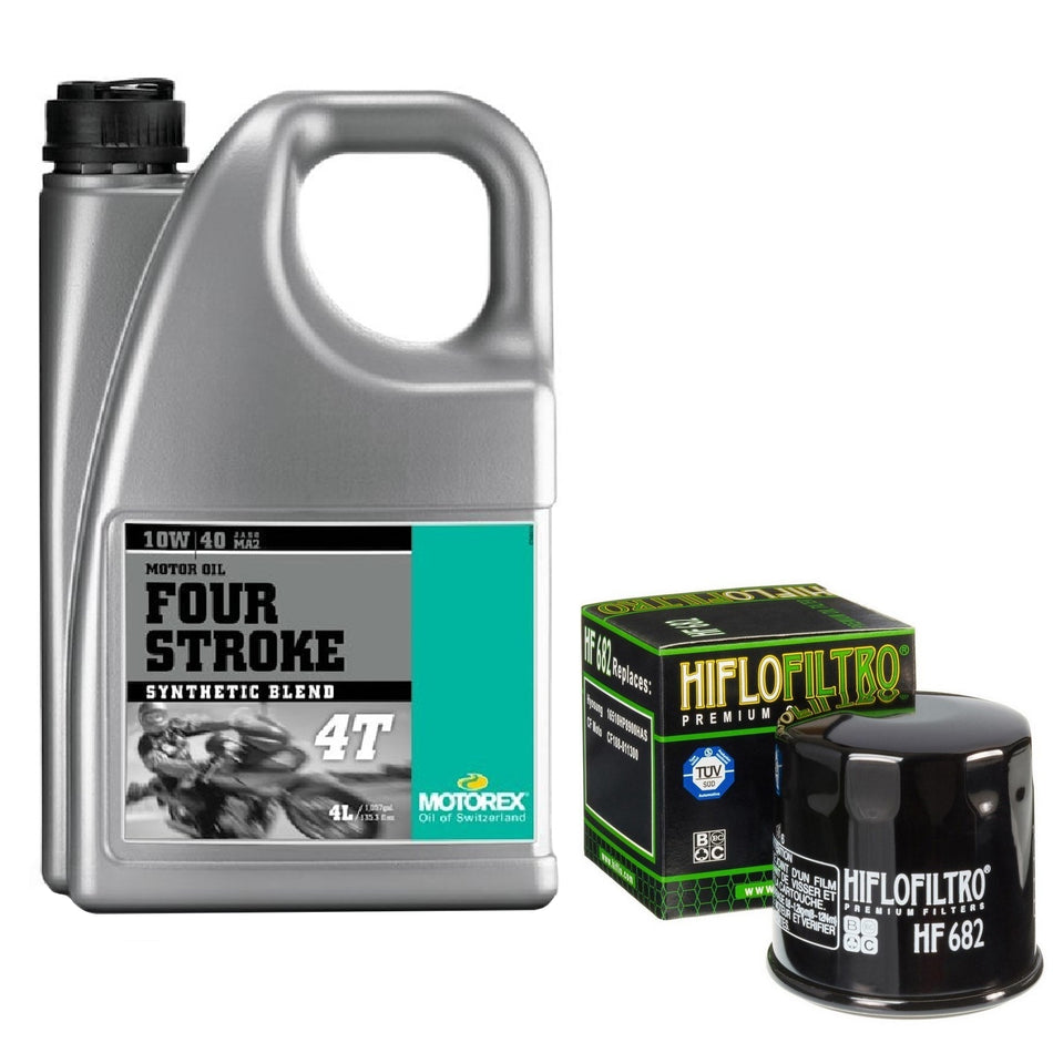 Motorex Four Stroke 10w40 4L Oil & HF682 Oil Filter Kit