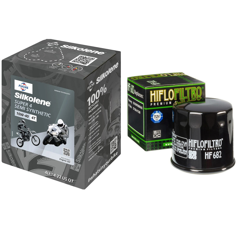 Silkolene Super4 10w40 4L Oil & HF682 Oil Filter Kit