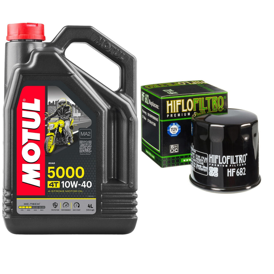 Motul 5000 10w40 4L Oil & HF682 Oil Filter Kit