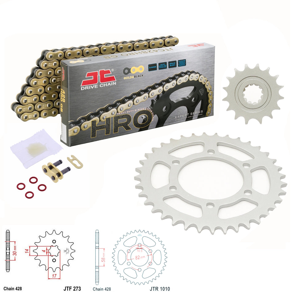 JT HRO 428x124 Gold Chain with JTF273.15 & JTR1010.37 Sprocket Kit