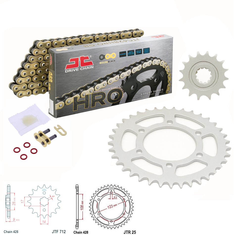 JT HRO 428x136 Gold Chain with JTF712.13 & JTR25.60 Sprocket Kit