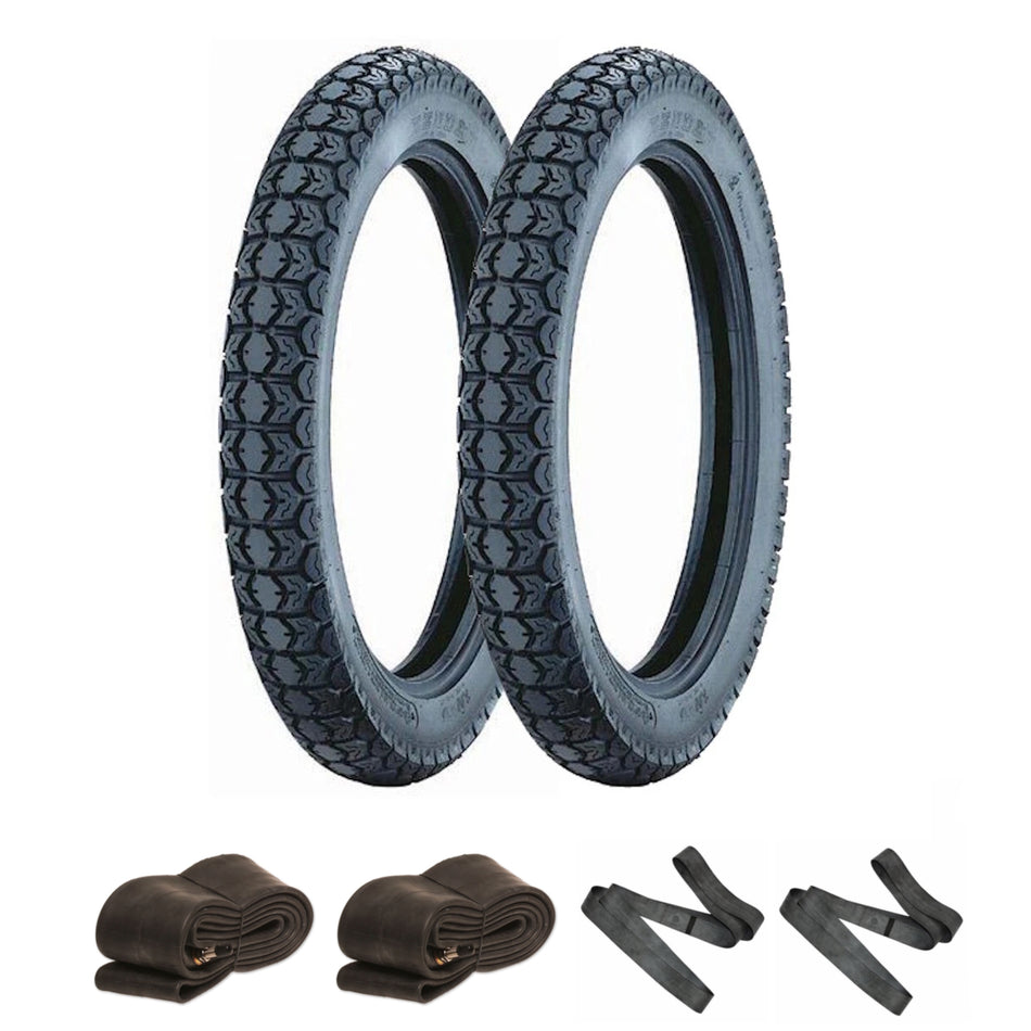 Kenda K272 Tyre Pair 3.00-17  & 3.00-17 with Inner Tubes & Rim Tapes