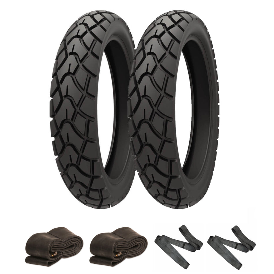 Kenda K761 Tyre Pair 90/90-19 & 110/90-17 with Inner Tubes & Rim Tapes