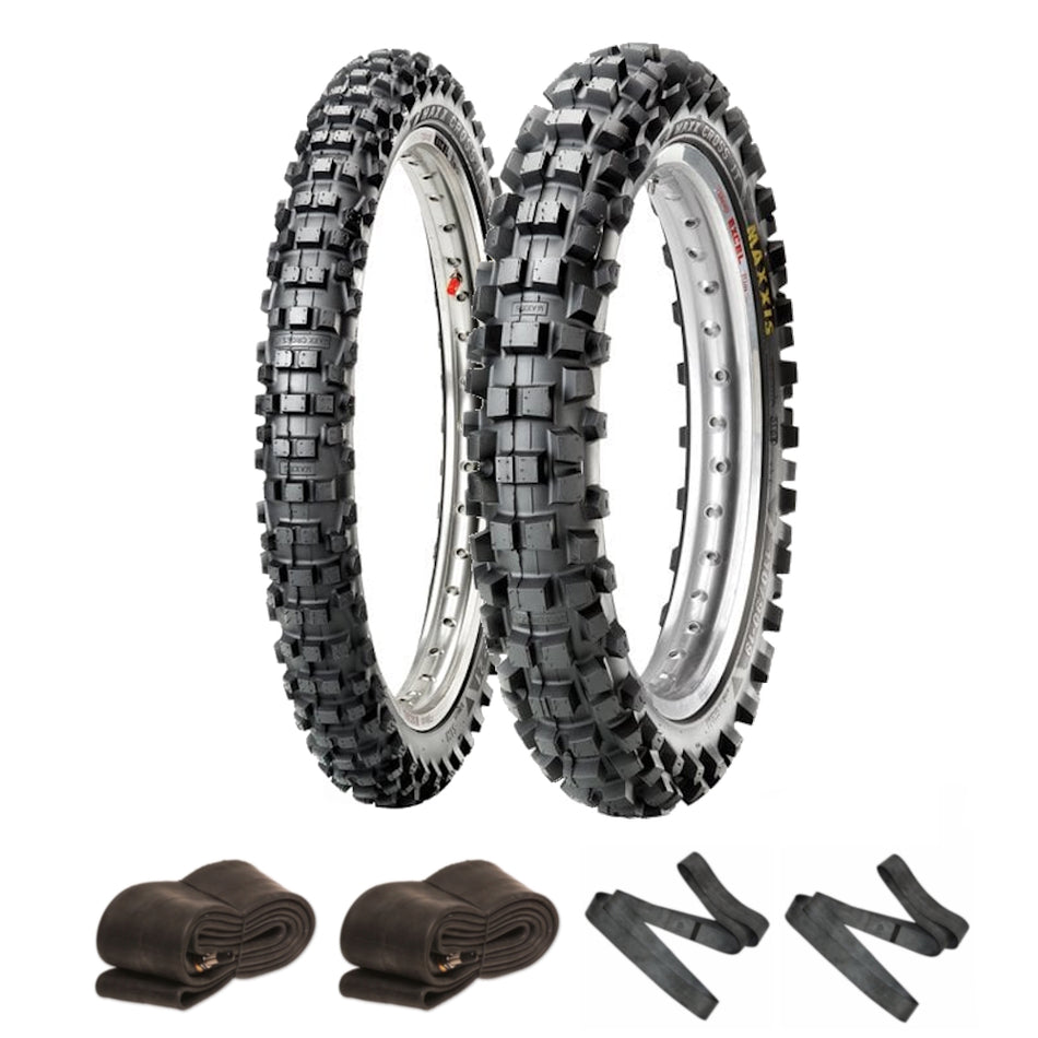 80/100-21 M7304 & 110/90-19 M7305 Maxxis MX Tyre Pairs Inc Inner Tubes
