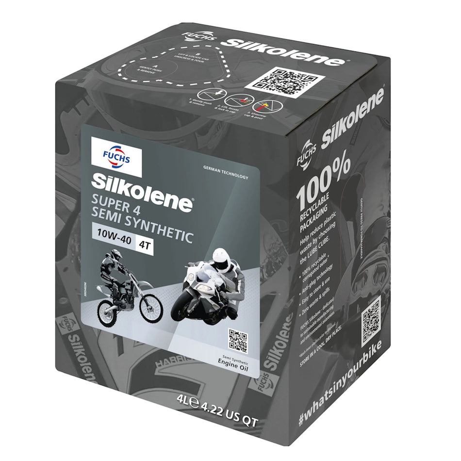 Silkolene Super 4 10w40 4L Oil & HF655 & HFF5018 Oil Filter Kit